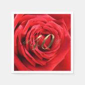 40周年記念結婚赤バラハートエレガント スタンダードカクテルナプキン (正面)