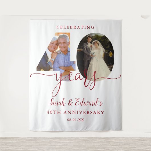 40周年記念結婚2写真背景 タペストリー (正面)