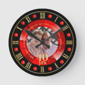 40周年記念結婚PHOTO Gift Ruby Red ラウンド壁時計 (正面)