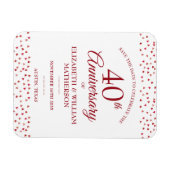 40周年記念結婚Rubyハート日付の保存 マグネット (横)