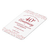 40周年記念結婚Rubyハート日付の保存 マグネット (左側)