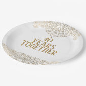 40周年記念金ゴールドレースオンホワイト紙プレート ペーパープレート (アングル)