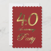 40周年記念金ゴールド赤エレガント 招待状 (正面)