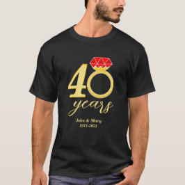 40周年記念40年ルビー結婚ズ Tシャツ