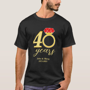 40周年記念40年ルビー結婚ズ Tシャツ