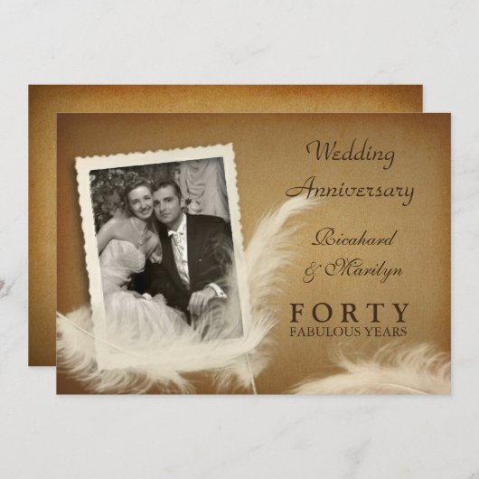 40周年記念 おしゃれ ヴィンテージ写真招待状 招待状 (正面/裏面)