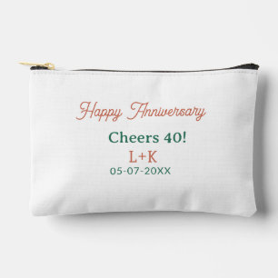 40周年記念 オレンジ グリーン 名前 日付 アクセサリーポーチ