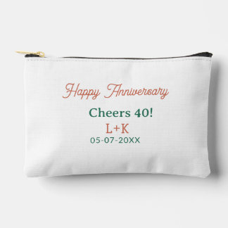40周年記念 オレンジ グリーン 名前 日付 アクセサリーポーチ