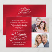 40周年記念 ハート YEARS INTO FOREVER 2枚の写真 招待状 (正面/裏面)