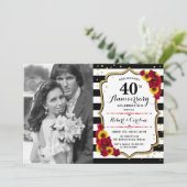 40周年記念 フォト付き - ヒマワリとバラ 招待状 (スタンド正面)