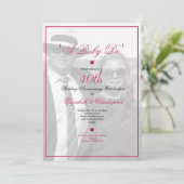 40周年記念 フォト ブラック＆ホワイト エレガント 招待状 (スタンド正面)