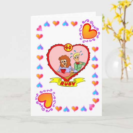 40周年記念 - ルビー カード (黄色い花)