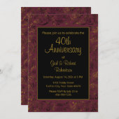 40周年記念 ワインレッド ゴールド 招待状 (正面/裏面)