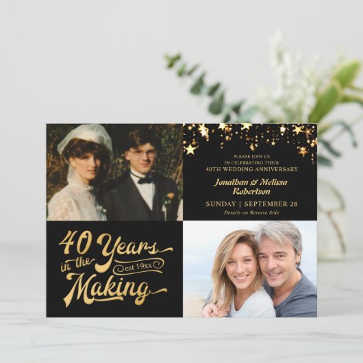 40周年記念・今の写真：黒と金ゴールド 招待状 (スタンド正面)