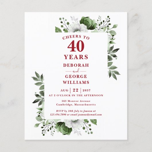 40周年記念 結婚式招待状 お祝い (正面)