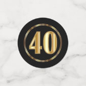 40周年記念/誕生日 – ブラックと金ゴールド コンフェッティ (スモール正面)
