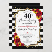 40周年記念 - 赤いバラとひまわり 招待状 (正面/裏面)