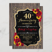 40周年記念 - 赤いバラとヒマワリの木 招待状 (正面/裏面)