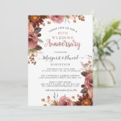 40周年記念 赤いルビー、バーガンディーブラッシュ フラワーデザイン 招待状 (スタンド正面)