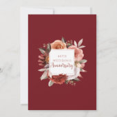 40周年記念 赤いルビー、ローズゴールドのブッシュ フラワーデザイン 招待状 (裏面)