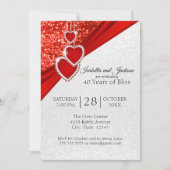 40周年輝く真っ赤なグリッター・アニバーサリー・デザイン 招待状 (正面)
