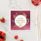 40周年金ゴールドフローラルビー結婚ズ スタンダードカクテルナプキン (インサイチュ)