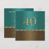 40周年青茶色エレガントパーティ 招待状 (正面/裏面)
