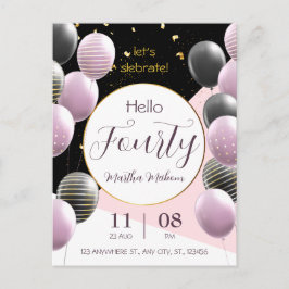 40周年。エレガントな誕生日 ポストカード