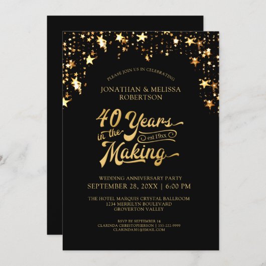 40周年 ブラック&ゴールドの星たち 40 YEARS 招待状 (正面/裏面)