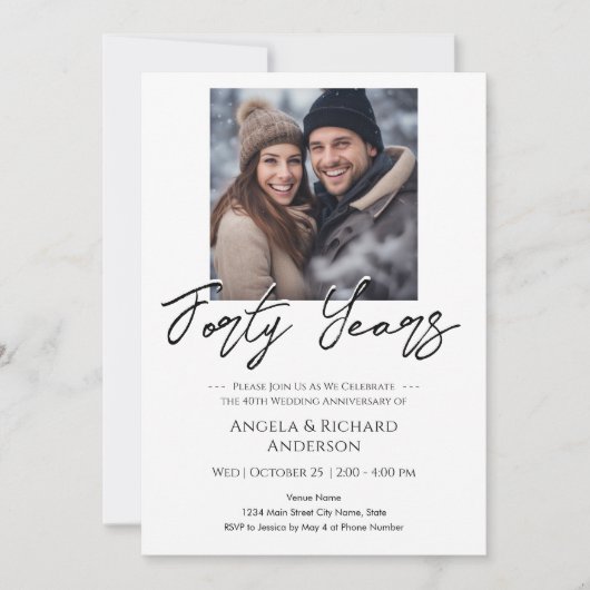 40周年 ミニマル フォト 招待状 (正面)