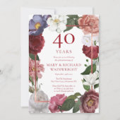 40周年 ルビー 結婚記念日 ローズガーデン 招待状 (正面)