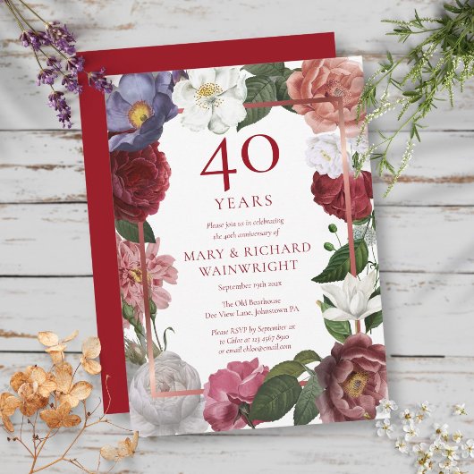 40周年 ルビー 結婚記念日 ローズガーデン 招待状