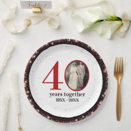 40周年 結婚記念日 ルビー (または 任意の0 周年) ペーパープレート