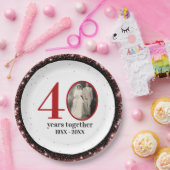 40周年 結婚記念日 ルビー (または 任意の0 周年) ペーパープレート (パーティー)