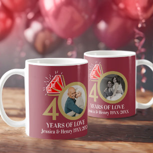 40周年 結婚記念日 ルビー フォト ギフト 昔と今 コーヒーマグカップ