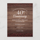 40周年Rubyの日付を保存するハート 素朴 ポストカード (正面)