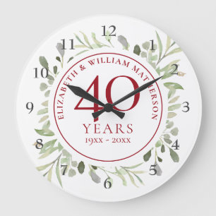 40周年Ruby結婚の水彩葉 ラージ壁時計