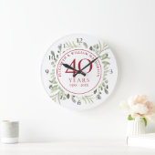 40周年Ruby結婚の水彩葉  ラージ壁時計 (ホーム)