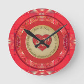 40回目のルビーの結婚記念日 ラウンド壁時計 (正面)