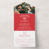 40回目のルビー婚約記念日の返信写真は赤と白です オールインワン招待状 (内側)