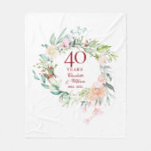 40回目のルビー婚記念日の花輪 フリースブランケット (正面)
