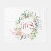 40回目のルビー婚記念日の花輪 フリースブランケット (正面(横))