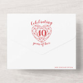 40回目のルビー婚 anniversaryの出欠連絡 フォト 赤と白 オールインワン招待状 (裏面)