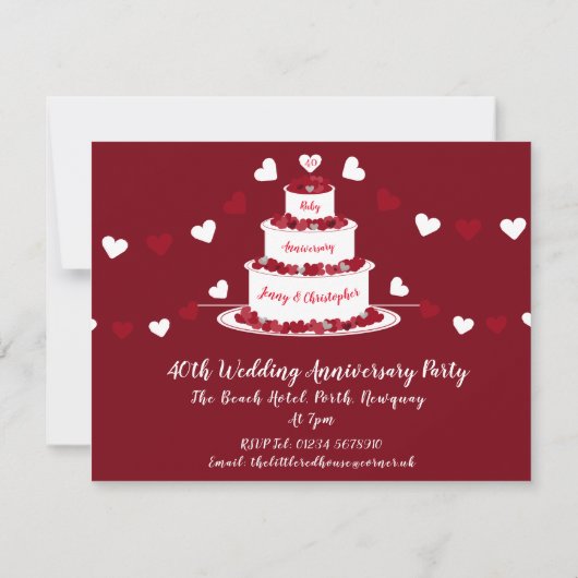 40回目のルビー婚 anniversary cake 招待状 (裏面)