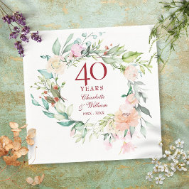 40回目のルビー結婚記念ガーランドフラワー スタンダードカクテルナプキン