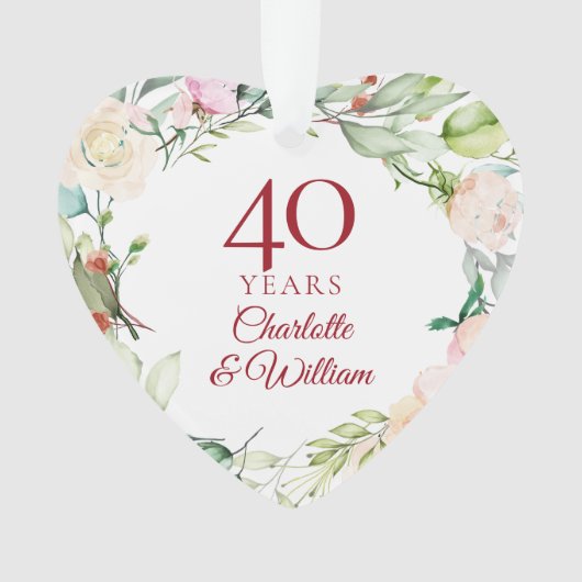 40回目のルビー結婚記念日バラのガーランド オーナメント (正面)
