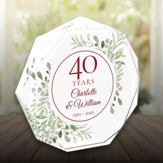 40回目のルビー結婚記念日 エレガントなグリーン フォトブロック