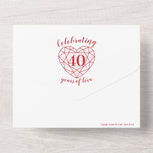 40回目のルビ結婚ーの記念出欠の写真(赤) オールインワン招待状 (裏面)