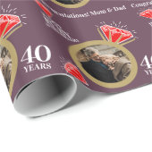 40回目のル結婚ビー記念写真カスタム ラッピングペーパー (ロールコーナー)