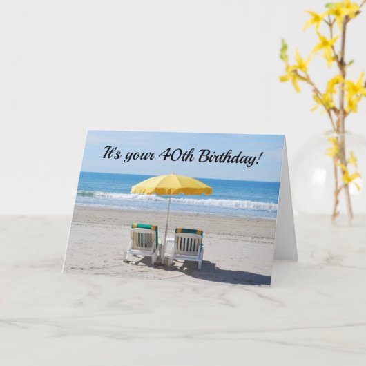 **40回目の誕生日のお願いは、ビーチカード カード (黄色い花)